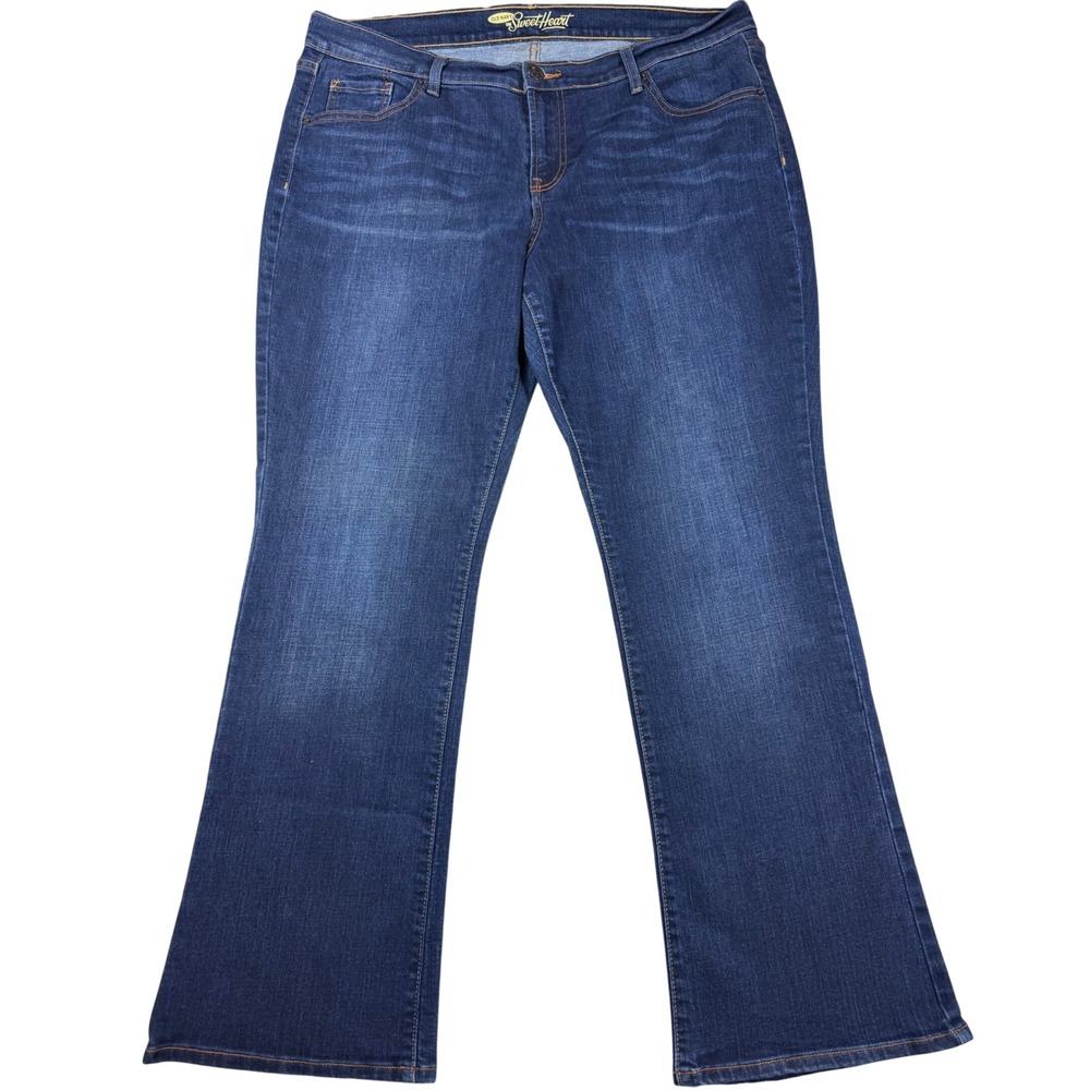 Old Navy The Sweetheart Bootcut Jeans Dark Wash Blue Denim Womens 16 Short